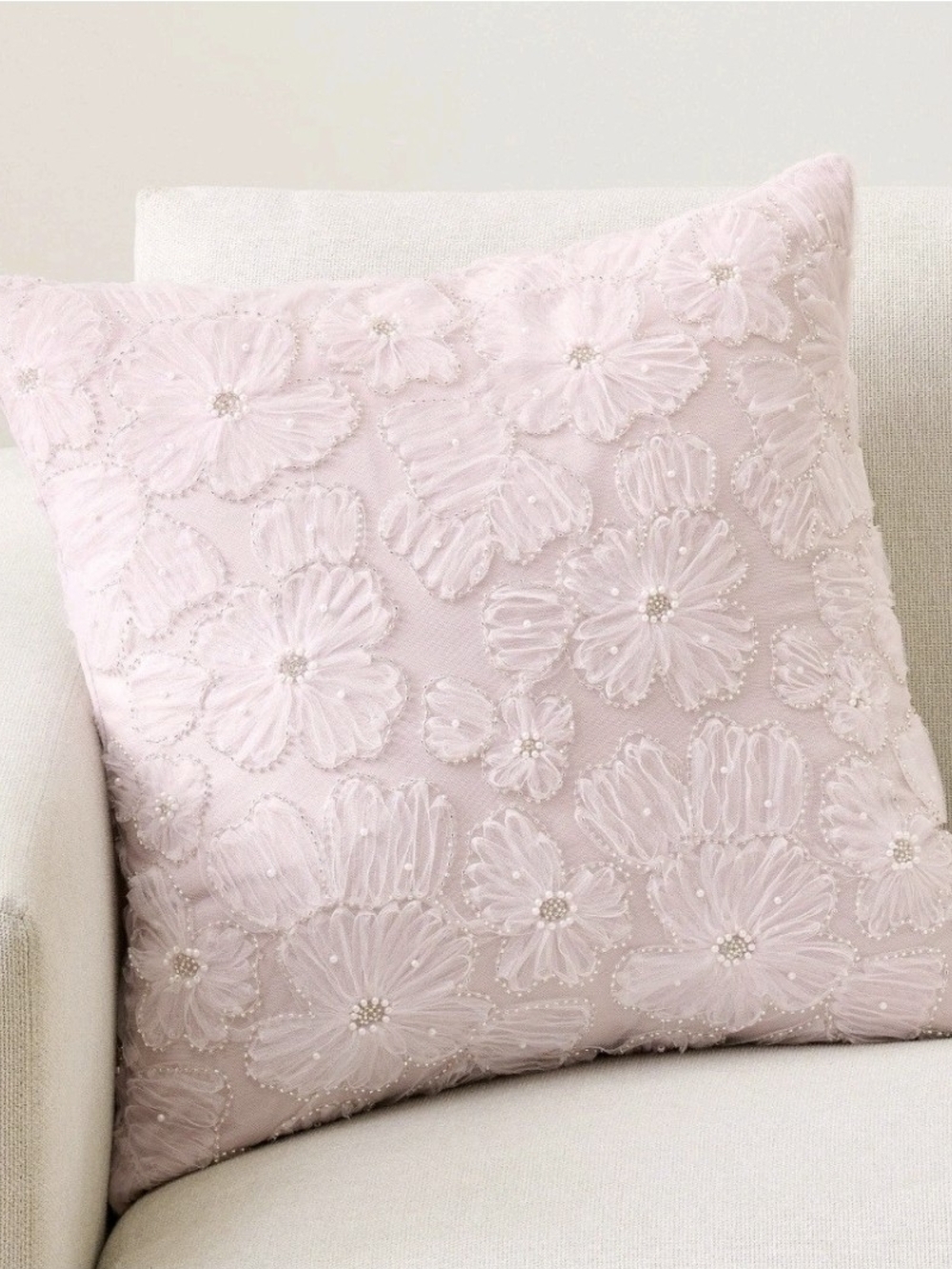 Pottery Barn Wicked Glinda Beading Floral Decorative Pillow Cover 20x20